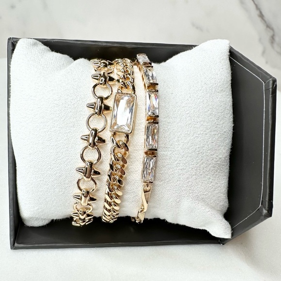 Bomb Party Luxe Layer Bracelet Edgy Perfection Gold PlatingRBP8080 NWT